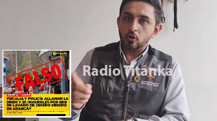 Desmienten publicaciones difundidas por redes sociales sobre allanamiento a DREM Apurímac 